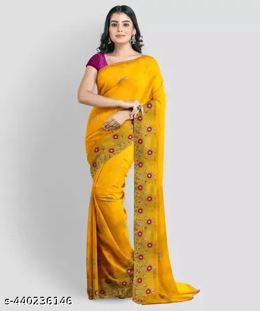 Atavia Exquisite Net Saree with Intricate Embroidered Work