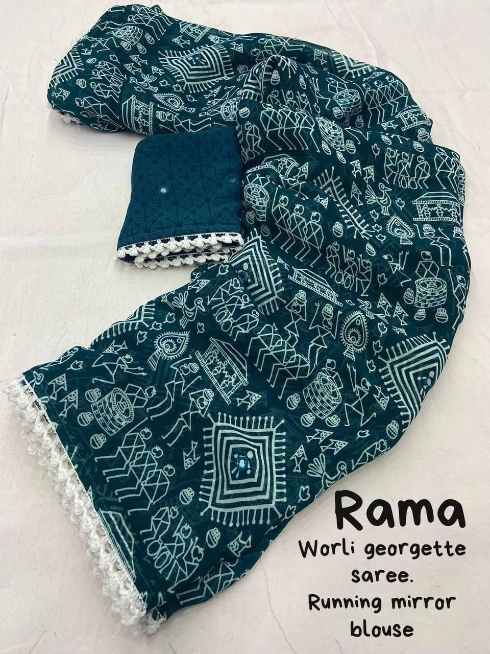 Atavia Graceful Georgette Saree with Elegant Lace Border