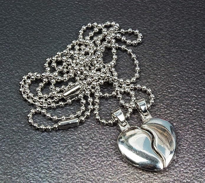 Silver-Plated Stainless Steel Couple Pendant Set