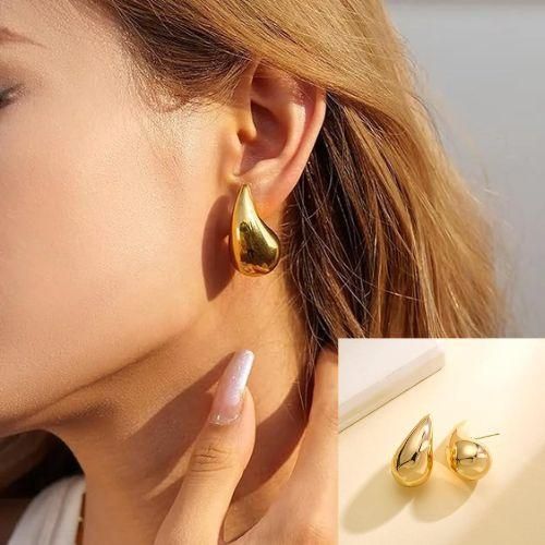 Sparkle Your Way – Celebrity Style Teardrop Gold Earrings (Bottega Inspired)