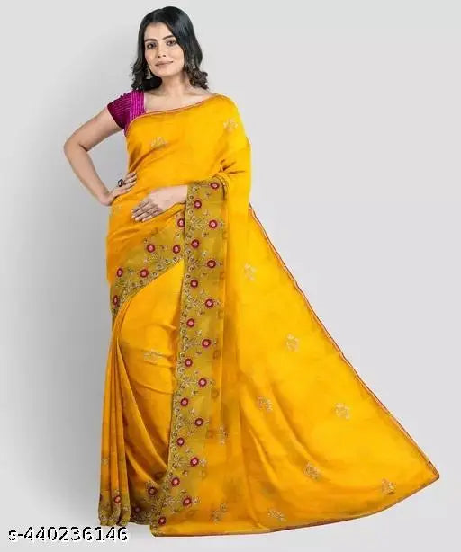 Atavia Exquisite Net Saree with Intricate Embroidered Work