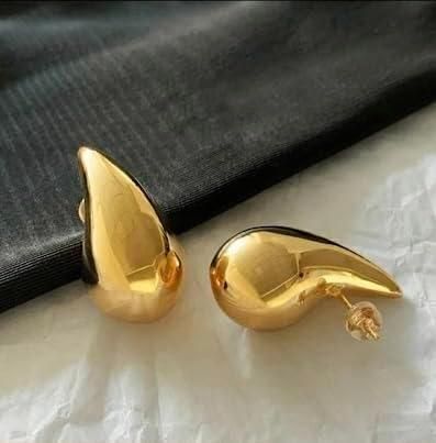 Sparkle Your Way – Celebrity Style Teardrop Gold Earrings (Bottega Inspired)