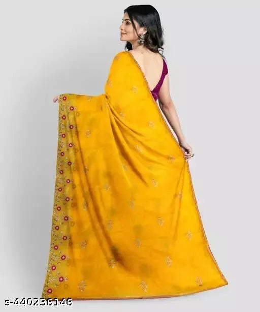 Atavia Exquisite Net Saree with Intricate Embroidered Work