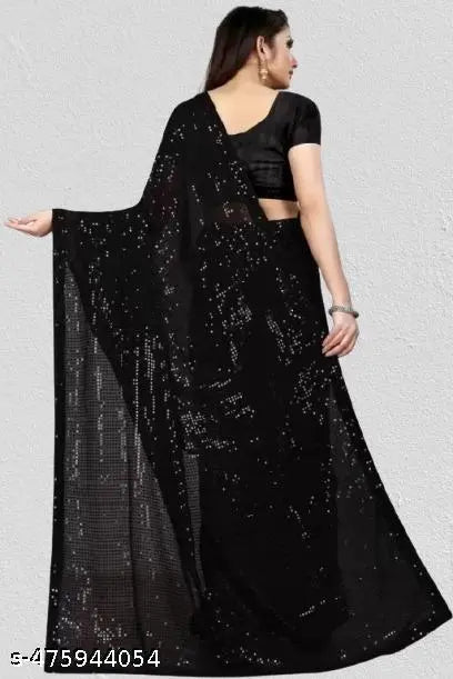 Atavia Glamorous Georgette Sequins Work Saree with Matching Blouse