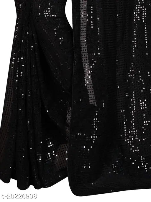 Atavia Glamorous Georgette Sequins Work Saree with Matching Blouse