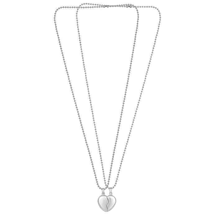 Silver-Plated Stainless Steel Couple Pendant Set